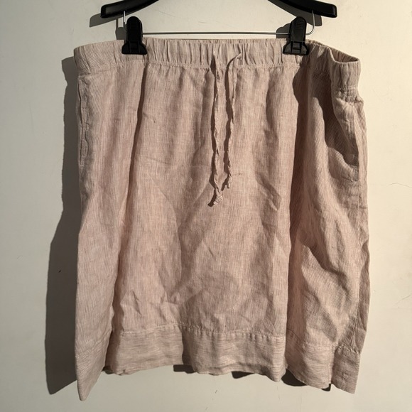 J. Jill Dresses & Skirts - J.jill Love Linen Size XL Pull On Linen Skirt Brown Stripe Lagenlook Minimalist